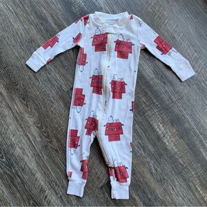 Hanna Andersson Peanuts Snoopy 6-12 month holiday zipper pajamas baby Christmas